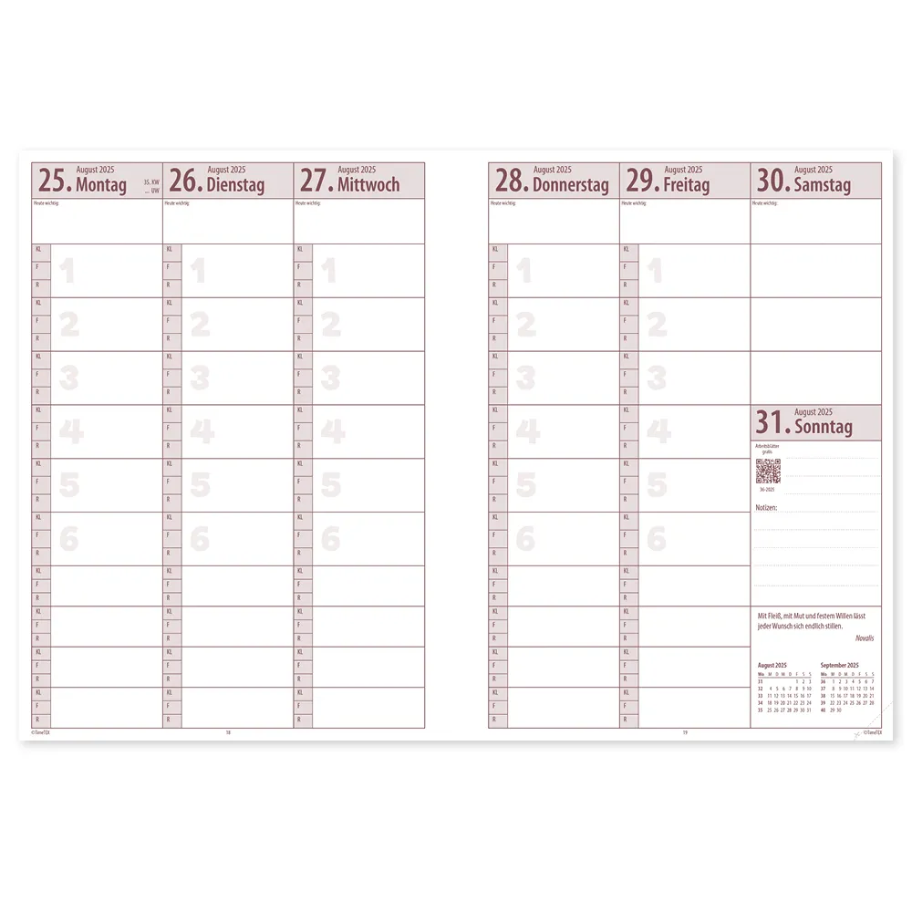 TimeTEX Schulplaner "lose Blatteinlage", A4-Plus, gelb 2026/2027