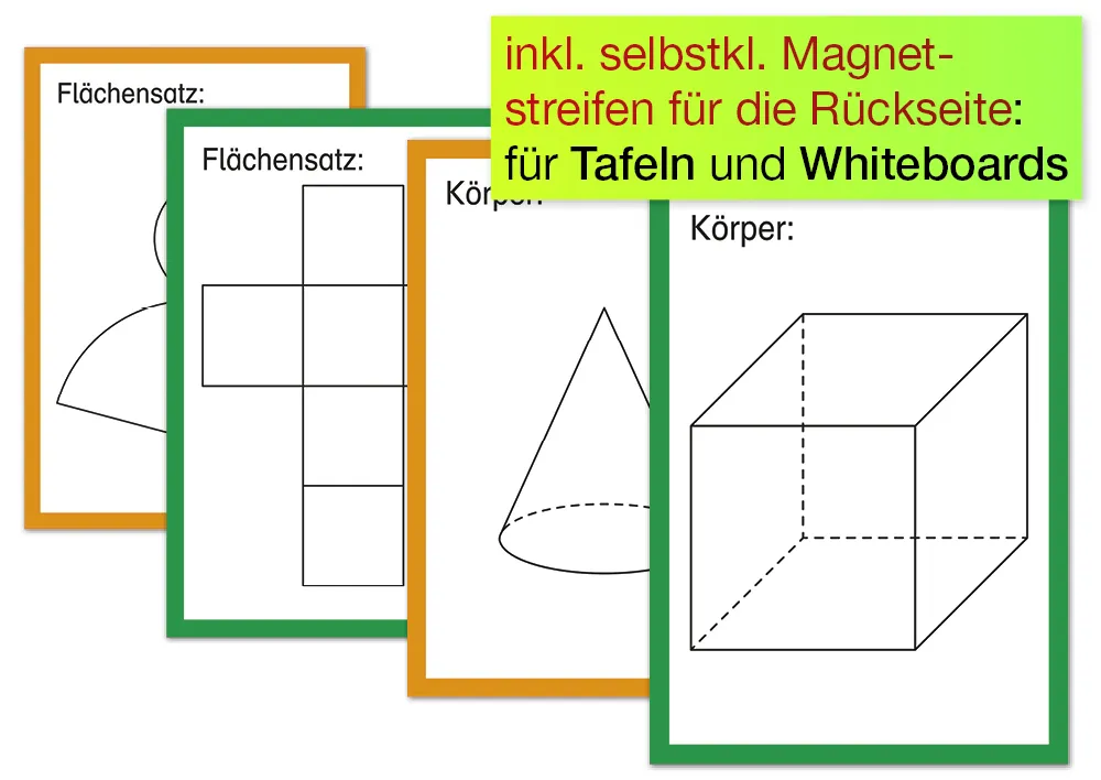 TimeTEX Karten "Geometrische Körper" aus Pappe A4, magnetisch, 57-tlg.
