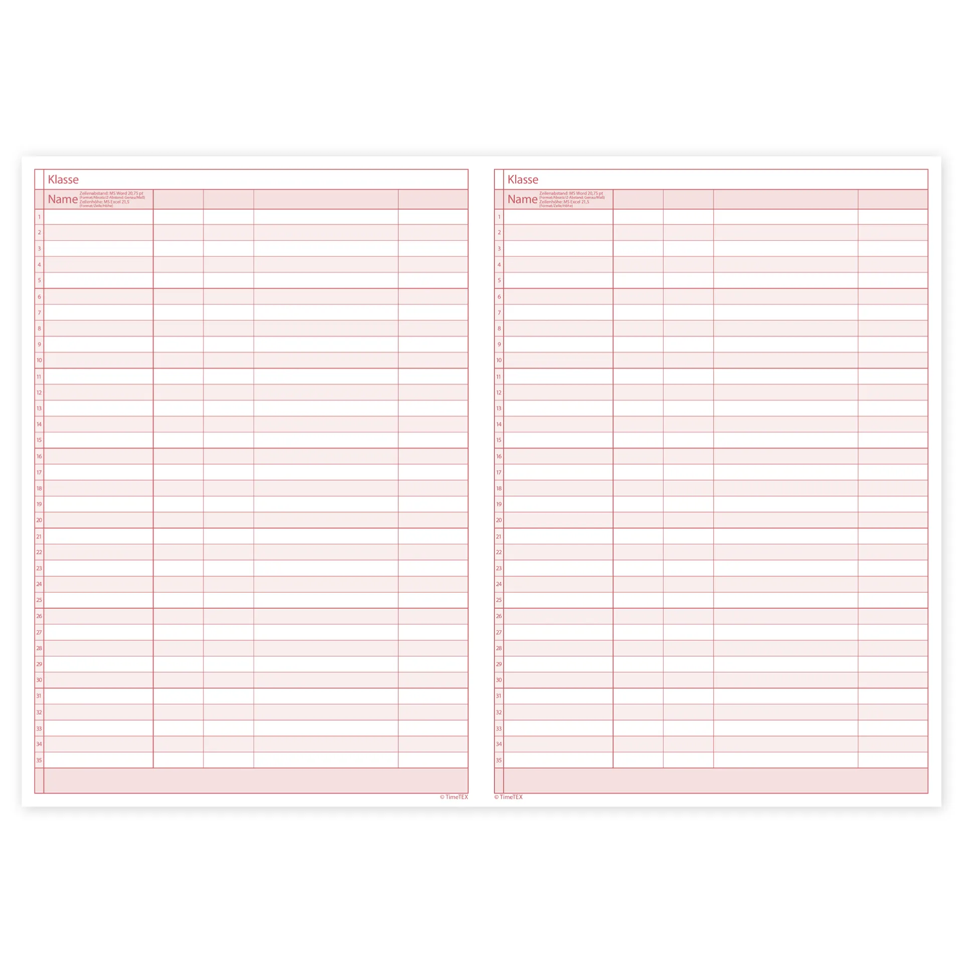 TimeTEX Heft Stoffverteilungs-Plan A4