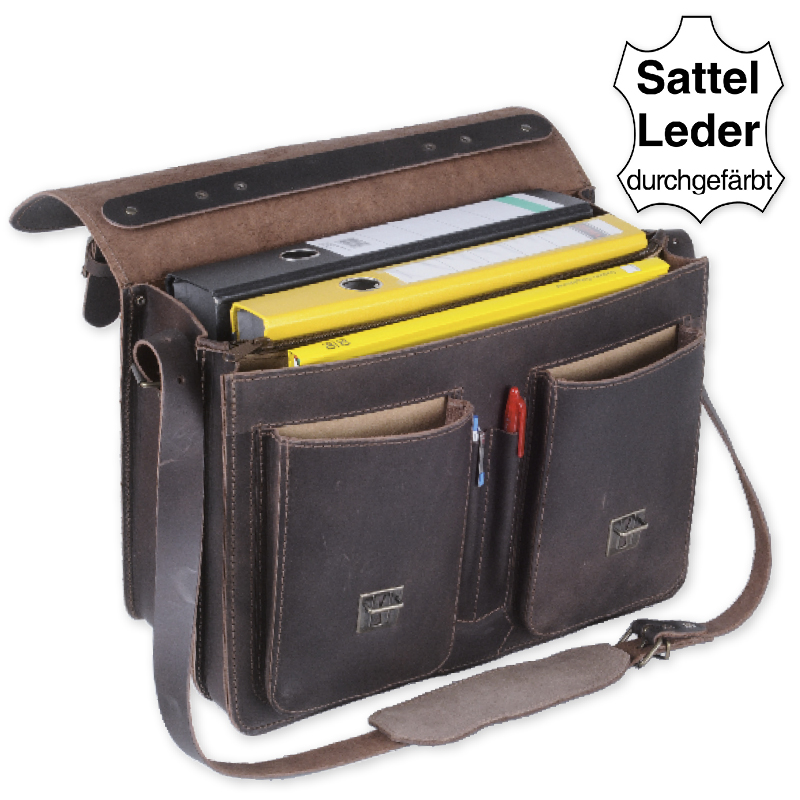 TimeTEX Büchertasche "Probata" mittel, naturfarben, Sattelleder II./SO