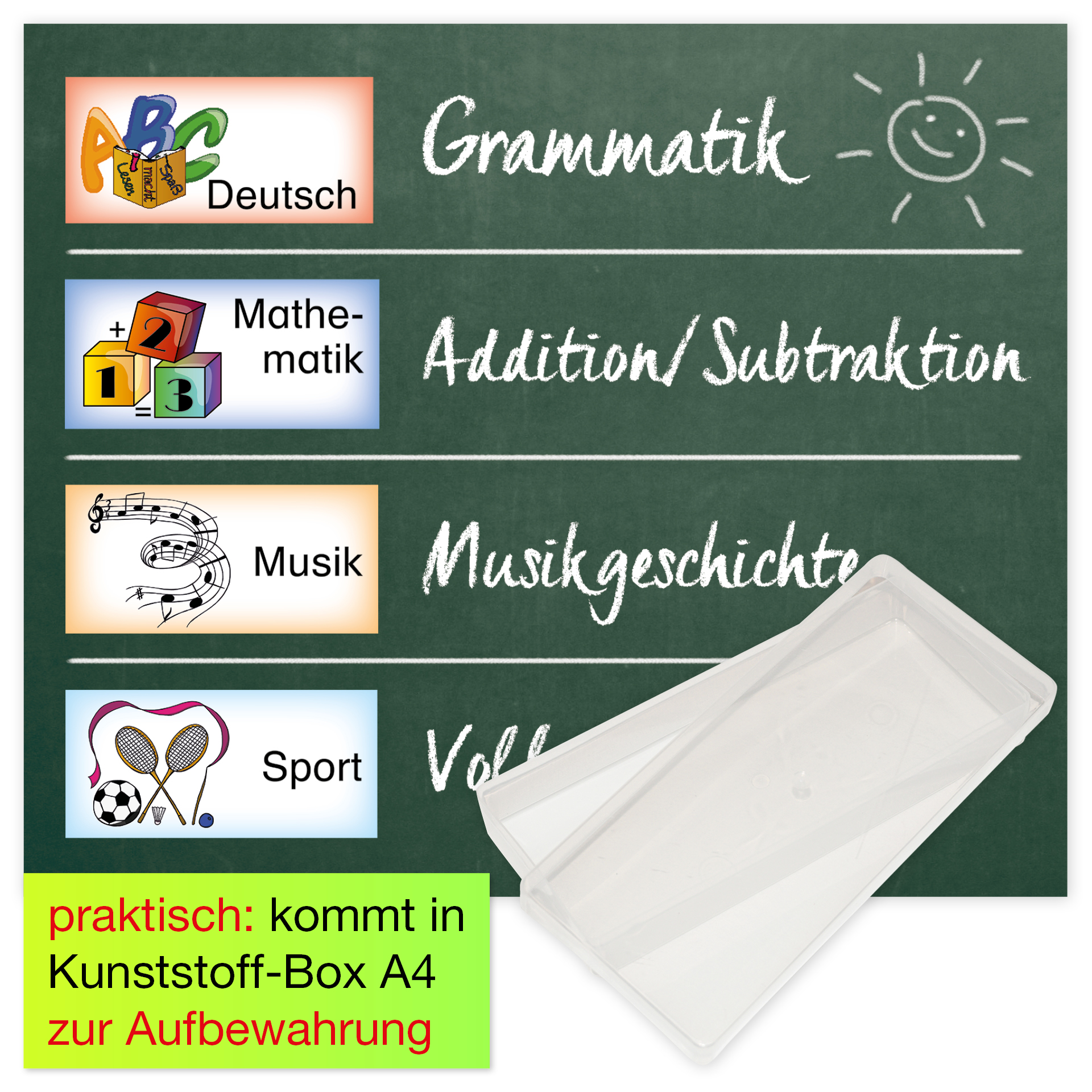 Stundenplan-Bildkarten aus Pappe, magnetisch, 40-tlg., in Box