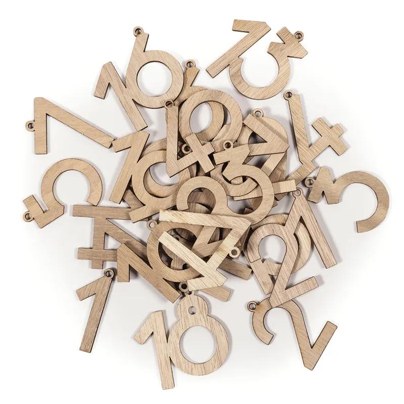 Adventskalender-Zahlen "1 bis 24", aus Holz, naturfarben