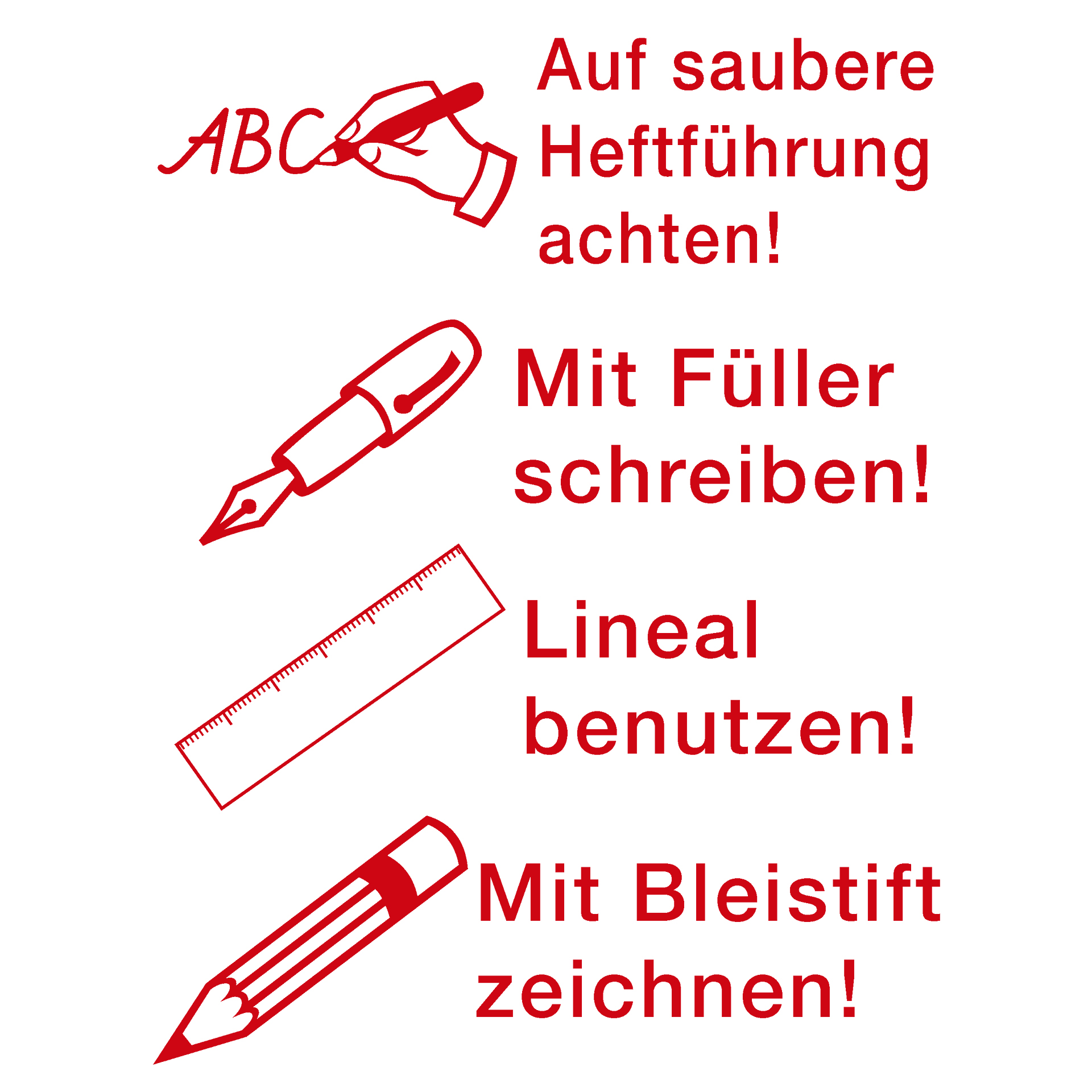 TimeTEX Siebdruck-Stempel "Perpetuum", 4 in 1, "Auf saubere Heftführung..."