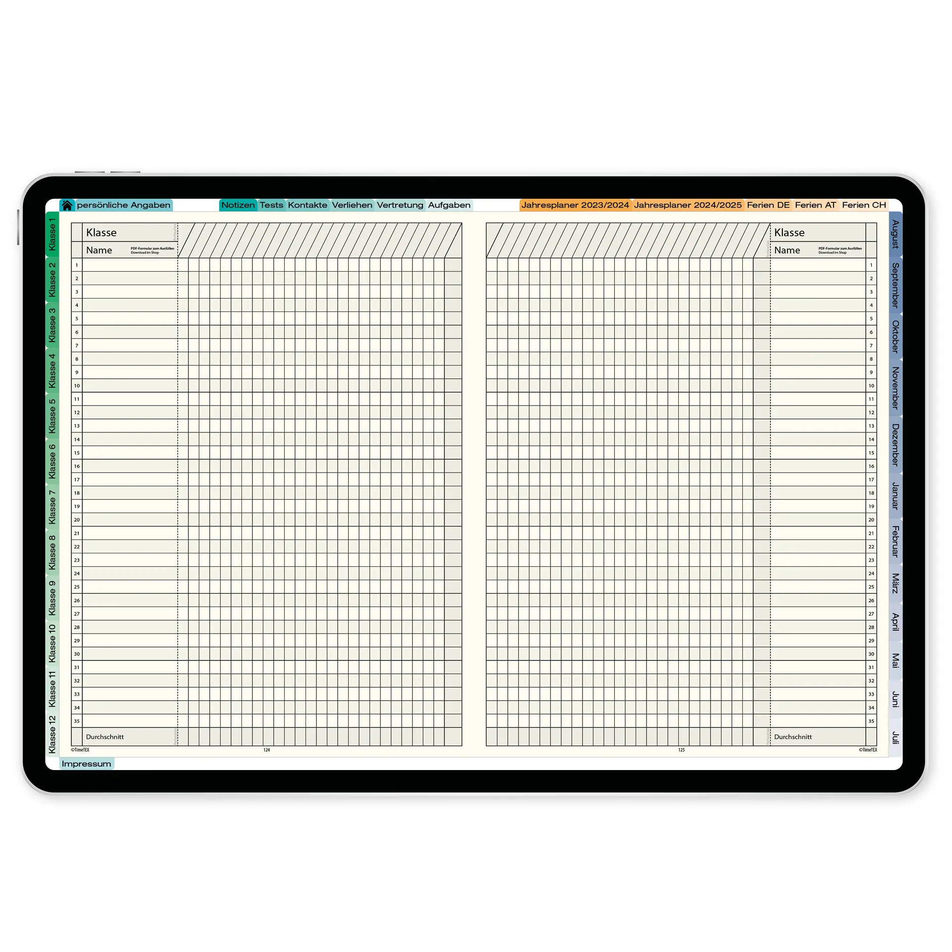 TimeTEX Digitaler Natura-Schulplaner DigiPlan 2026/2027
