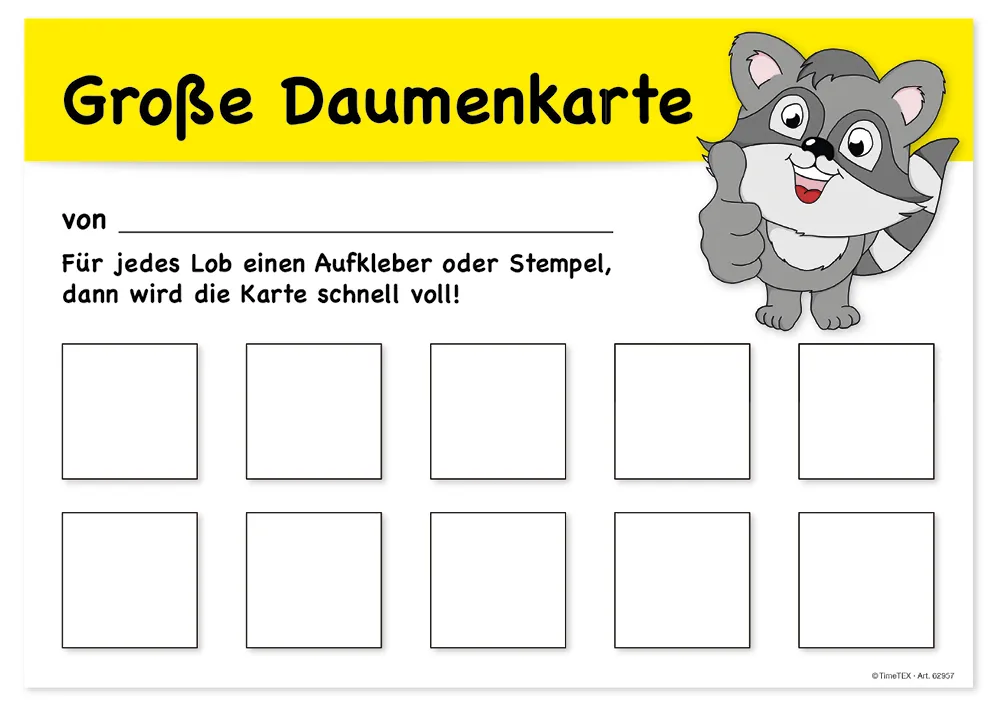 Grosse Daumenkarte mit 10 Feldern, 25 Stück