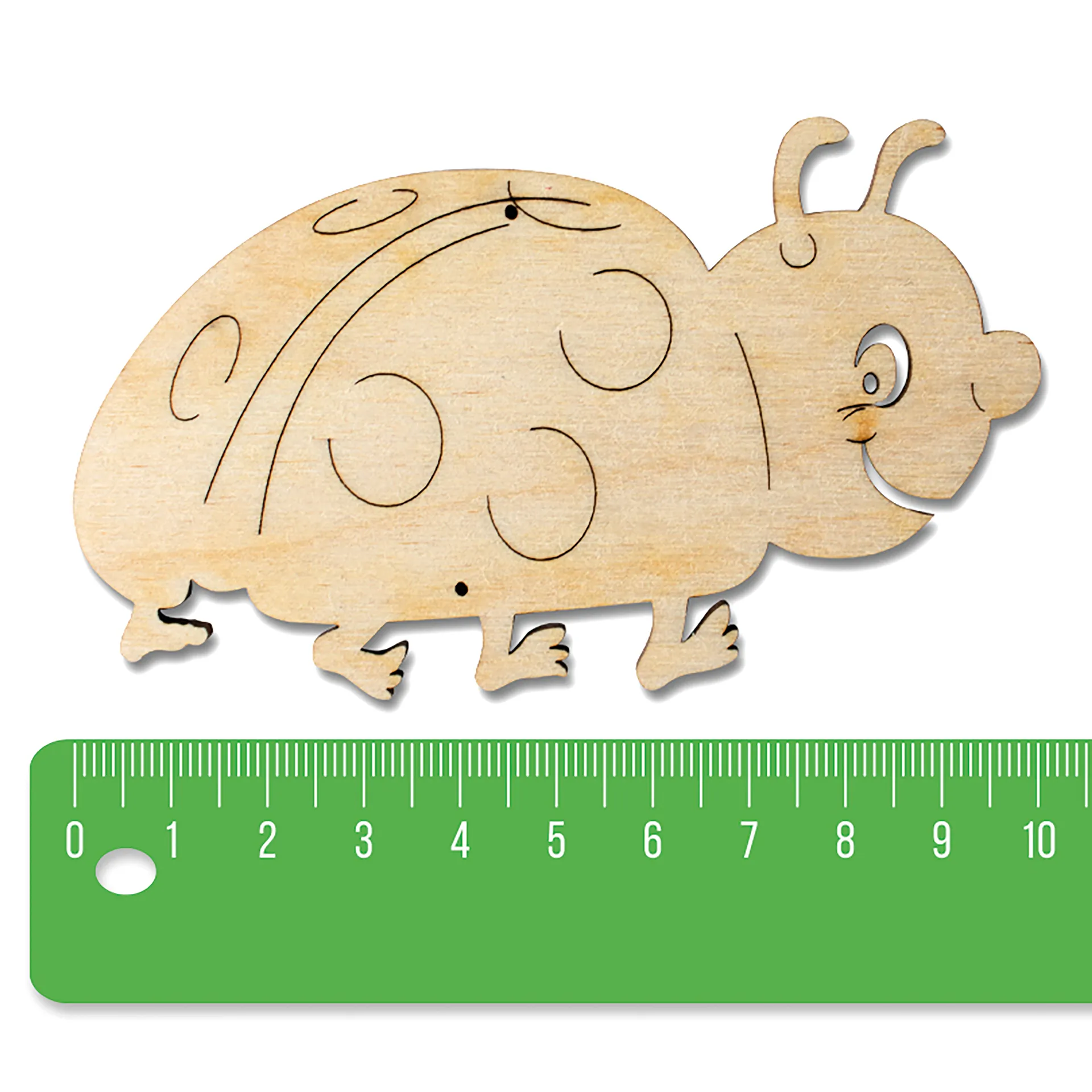 Lieveheersbeestje van hout, 10x6 cm