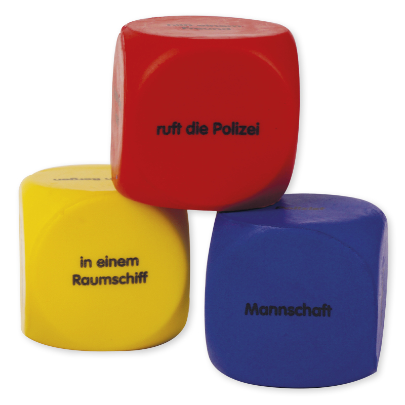 Set Flüster-Würfel 6-tlg. Deutsch "Geschichten-Einstieg", 4 cm Set Flüster-Würfel 6-tlg. Deutsch "Geschichten-Einstieg", 4 cm