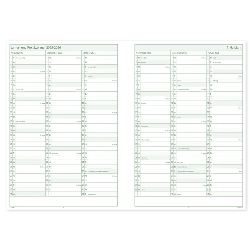TimeTEX System-Schulplaner A4, grün 2026/2027