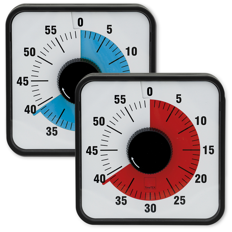 TimeTEX Zeitdauer-Uhr - Timer - Countdown-Uhr - Stoppuhr - Rücklaufuhr "Automatik" magnetisch, 19x19 cm