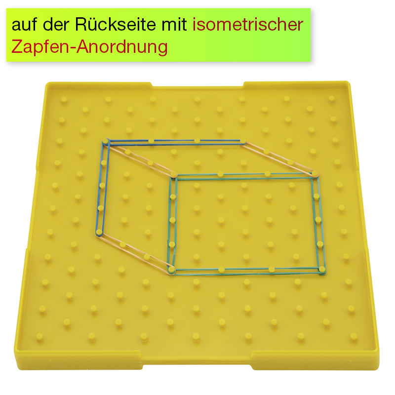 Geometriplatta dubbelsidig (11x11 stift), 23x23 cm, gul