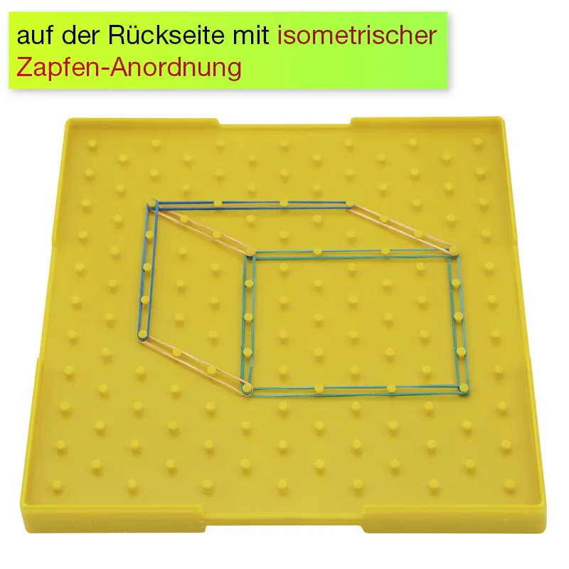Geometrie-Brett doppelseitig (11x11 Stifte), 23x23 cm, gelb