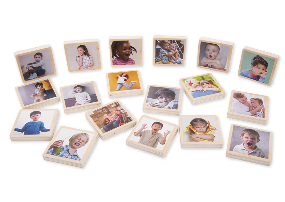 Holztäfelchen "Emotionen", 18-tlg.