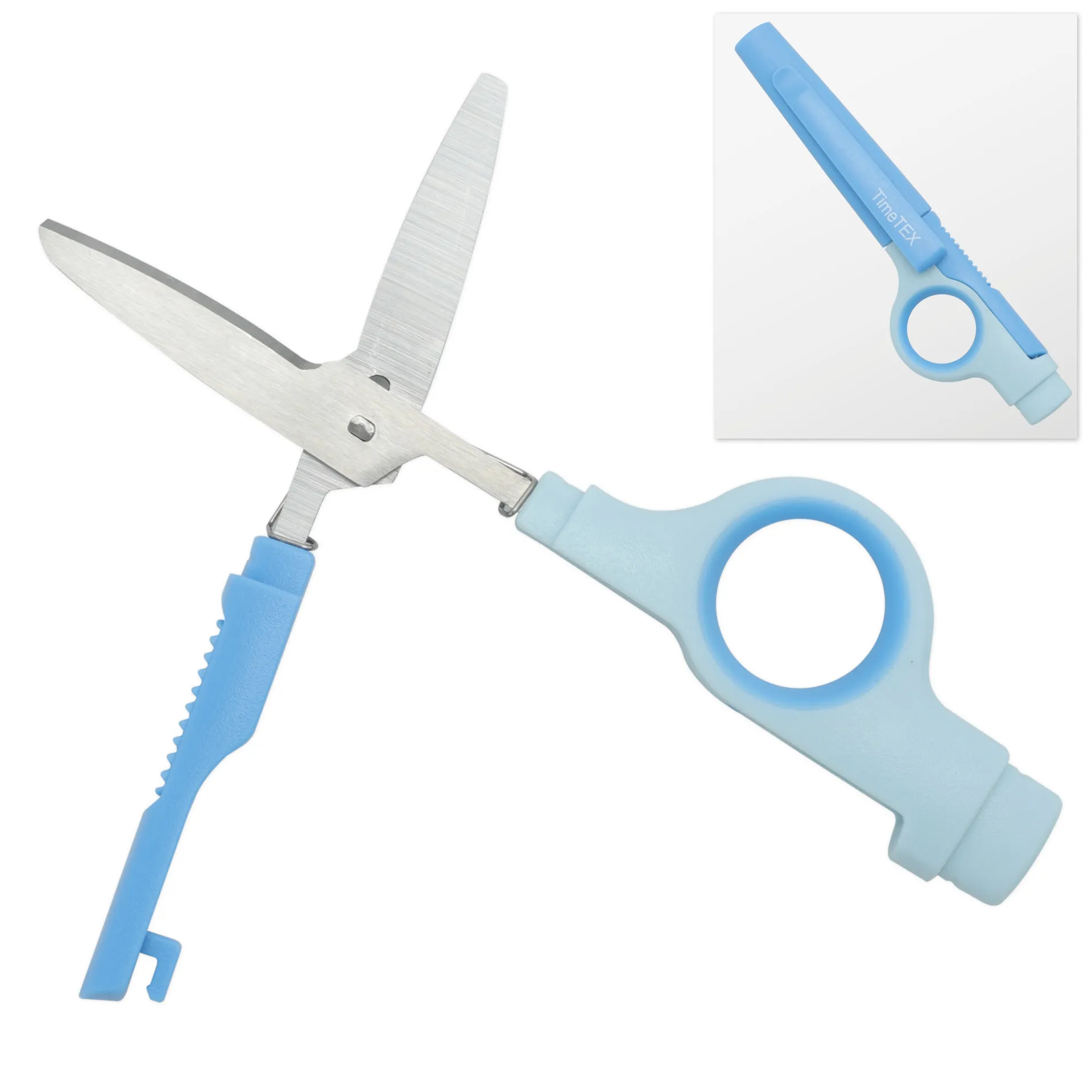 TimeTEX Multifunktions-Schere 2in1, mit Cuttermesser, blau