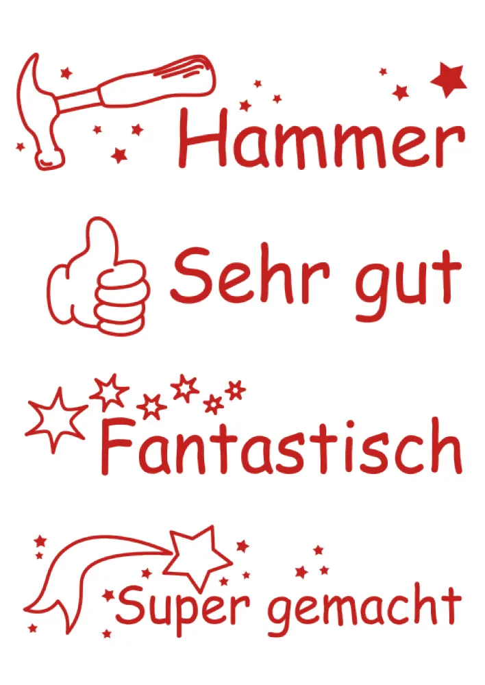 Siebdruck-Stempel "Perpetuum", 4 in 1, "Hammer"