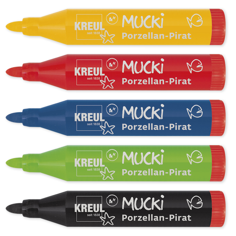 TimeTEX MUCKI Porzellan-Stifte kurz, Strichstärke 2-5 mm, 5 Stück