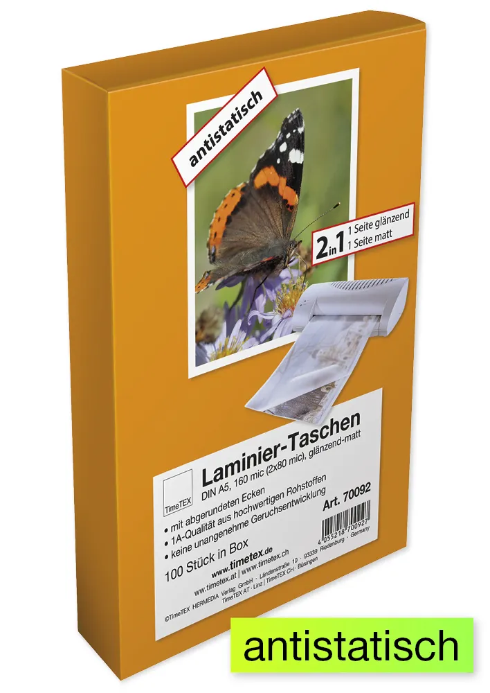 Laminier-Taschen 2in1 A5 2x80 mic glänzend-matt, 100 Stück