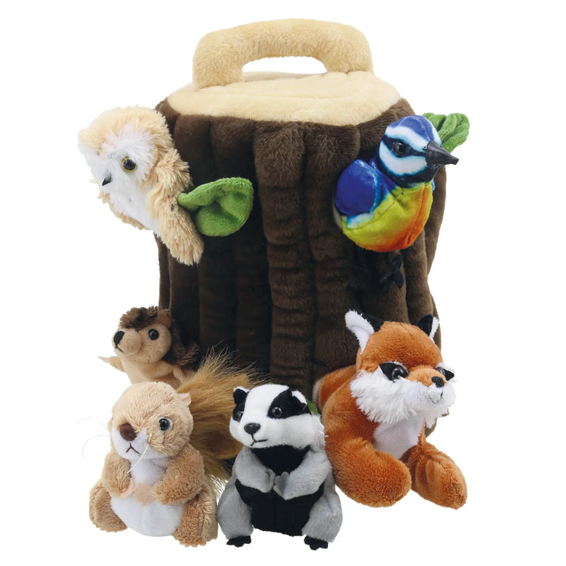 Baumstamm-Haus mit Fingerpuppen-Set, 7-tlg.