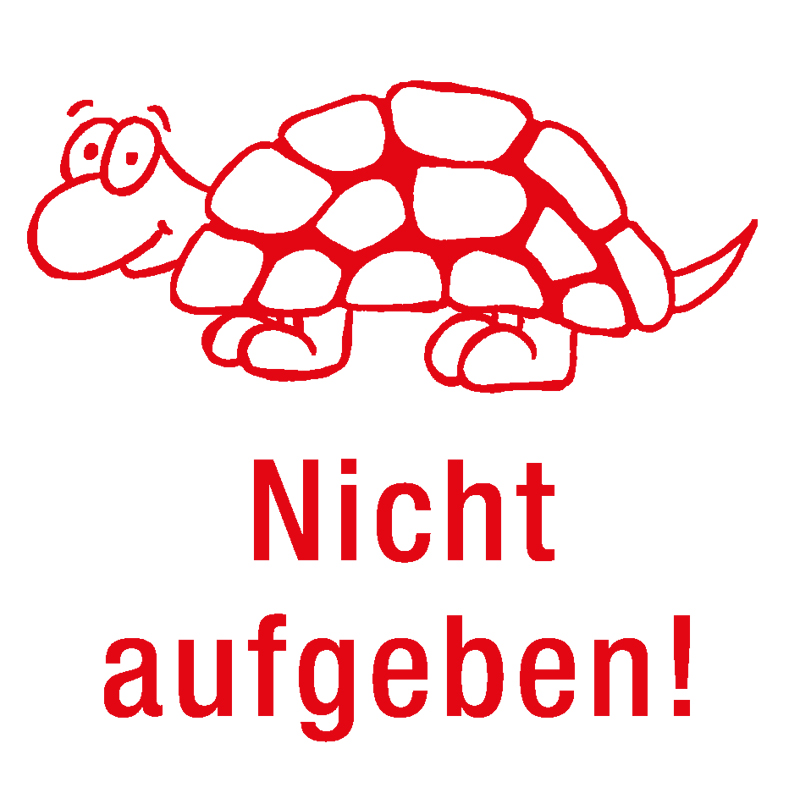 Trykpude stempel "Perpetuum", skildpadde "Nicht aufgeben!"