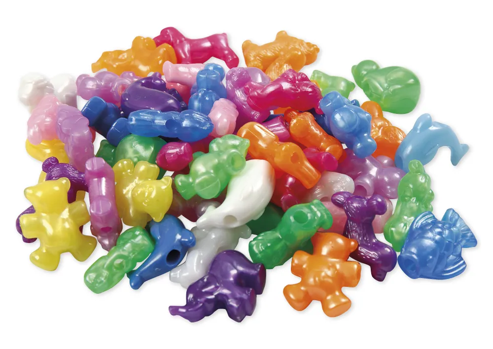 Kunststoff-Perlen "Tiere", 25 mm ø, ca. 220 Stück