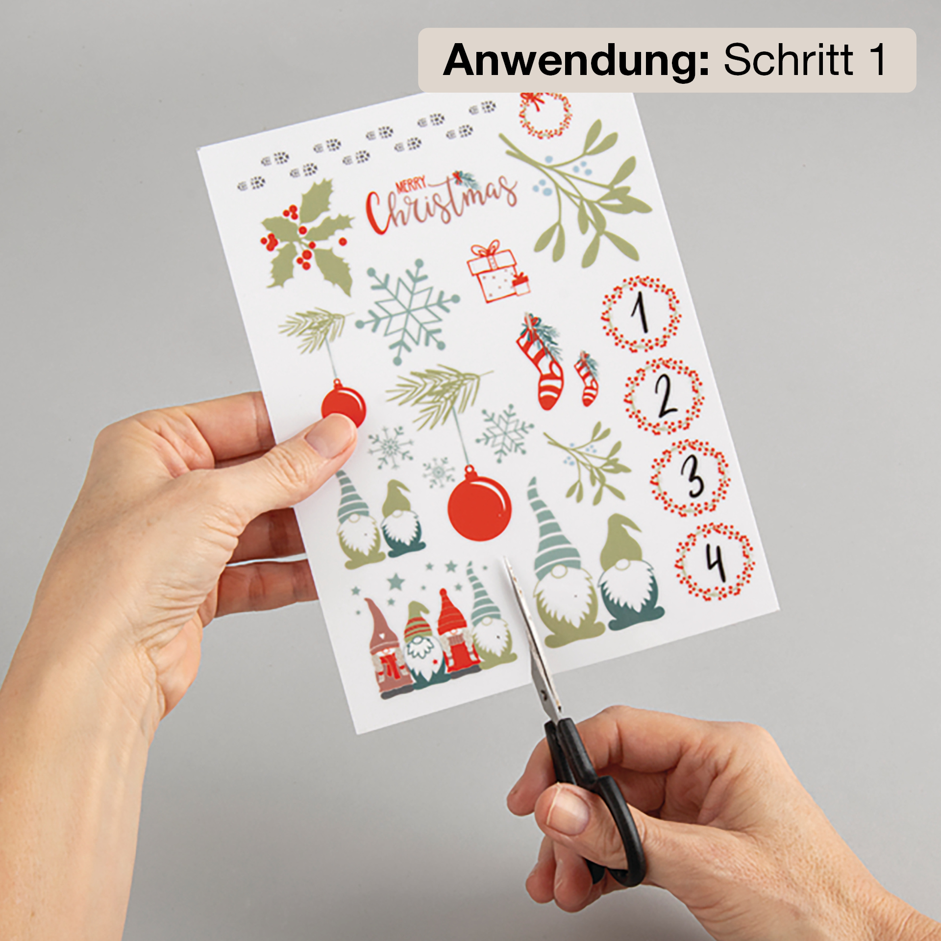 Transfer-Aufkleber "Merry Christmas", mit 3D-Effekt
