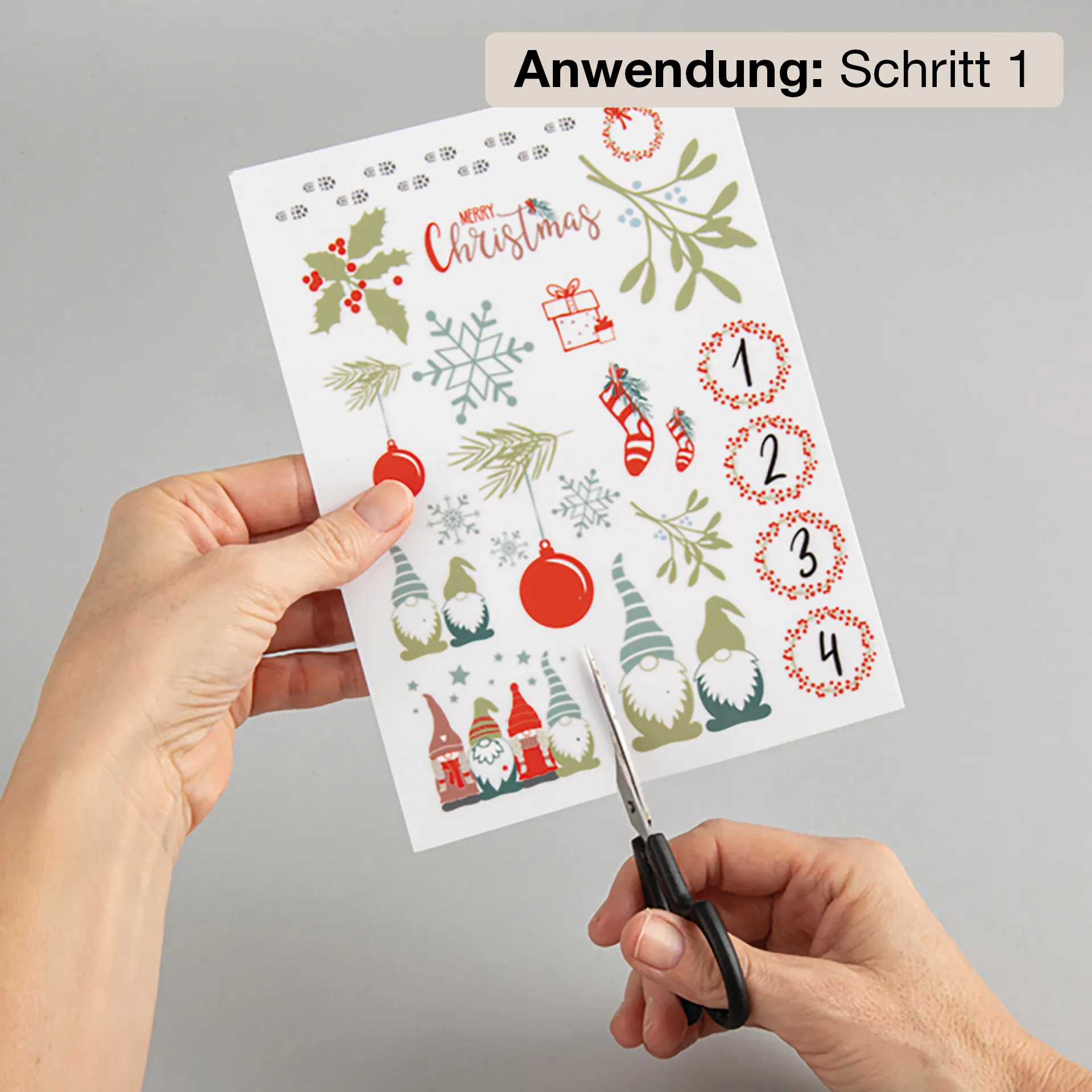 Transfer-Aufkleber "Merry Christmas", mit 3D-Effekt
