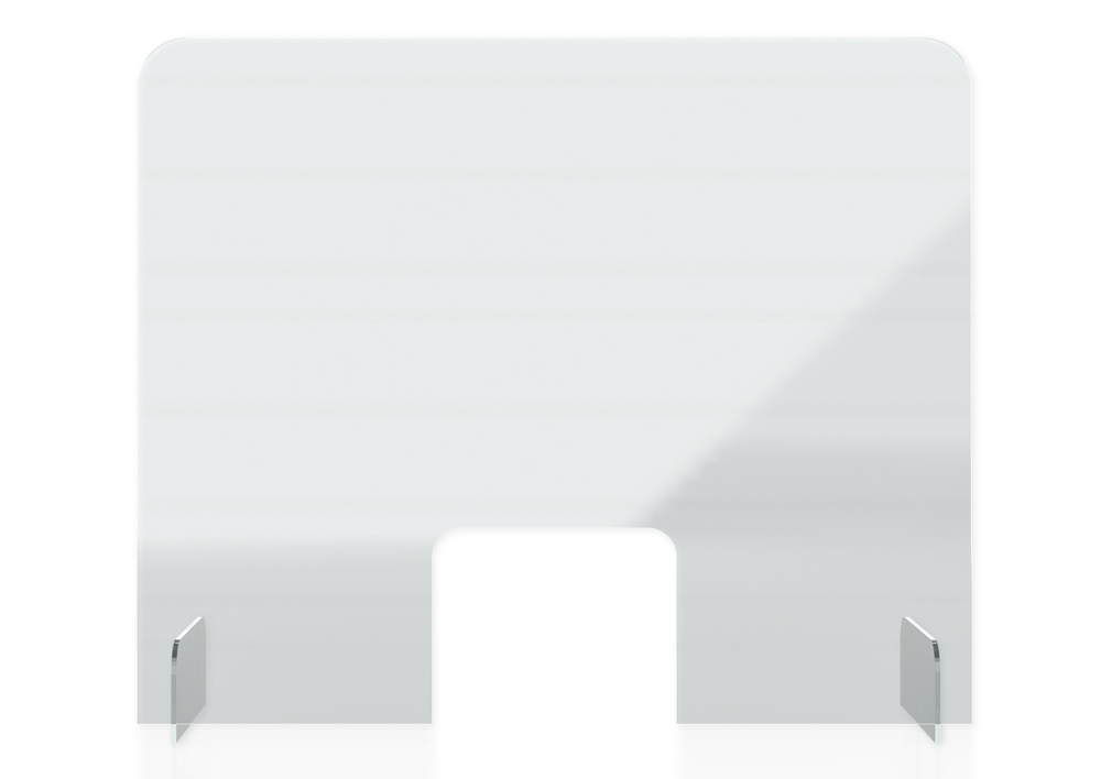 Hygiene-Schutzwand Standard XL für Tische, mit Durchreiche
