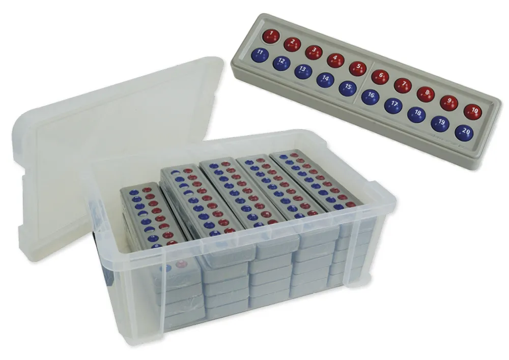 Klassensatz ABACO für 20-er Zahlenraum, rot-blau mit Zahlen, 24-tlg., in Box