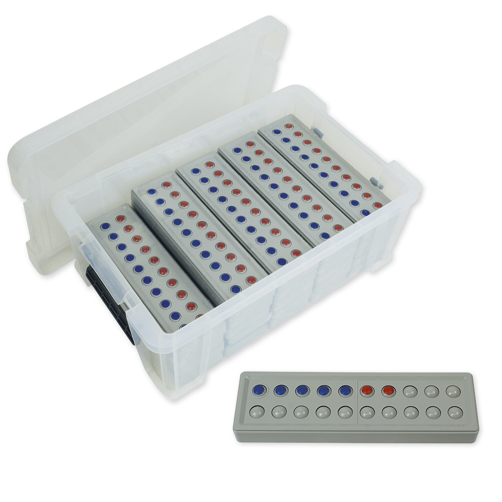 TimeTEX Klassensatz ABACO tricolor für 20-er Zahlenraum, rot-blau-grau, 24-tlg., in Box