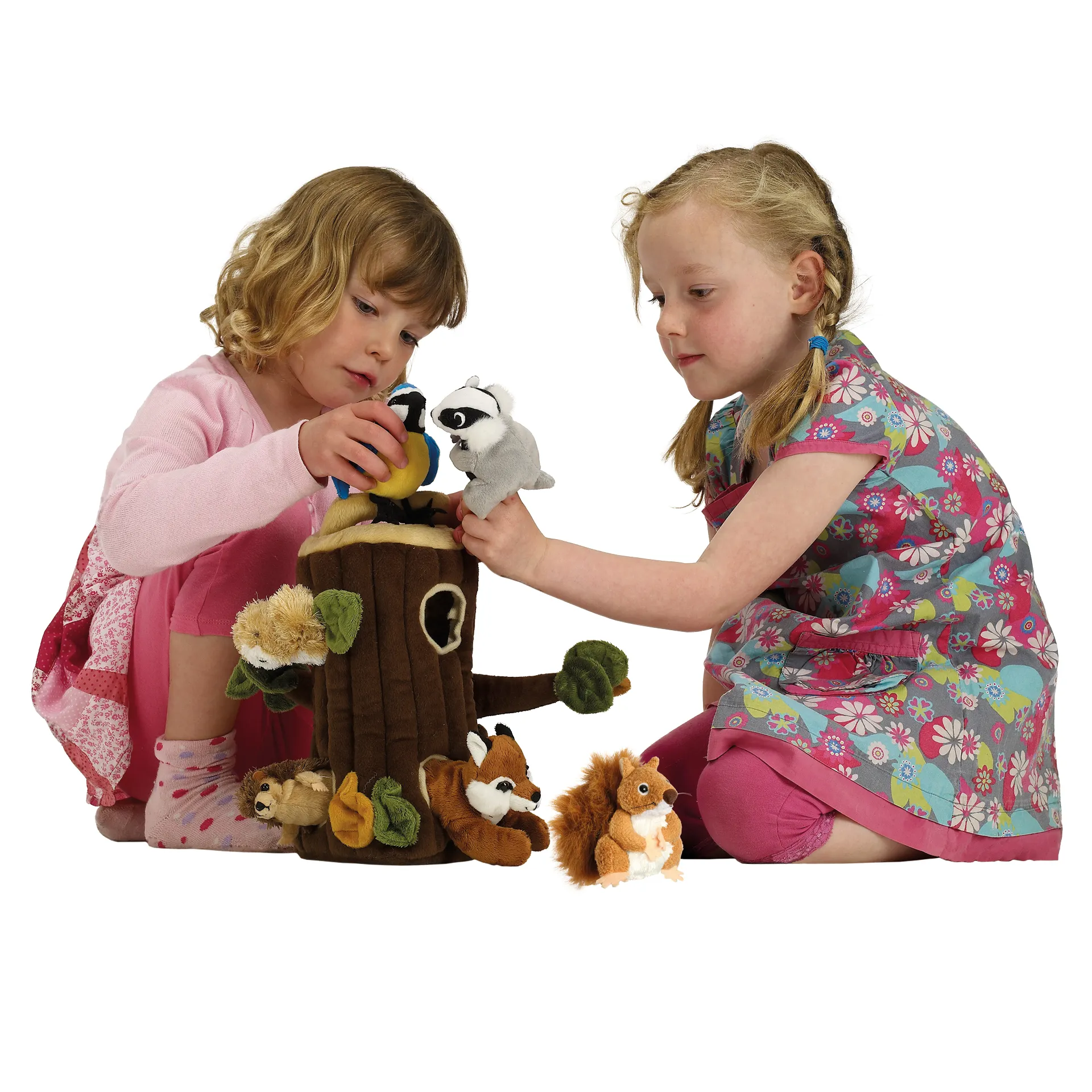 Baumstamm-Haus mit Fingerpuppen-Set, 7-tlg.