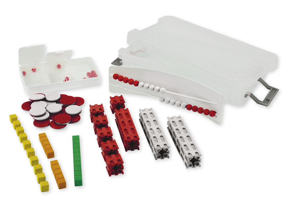 Klassset mattebassats plus nummerintervall upp till 20, röd/vit, 20 stycken, i kartong