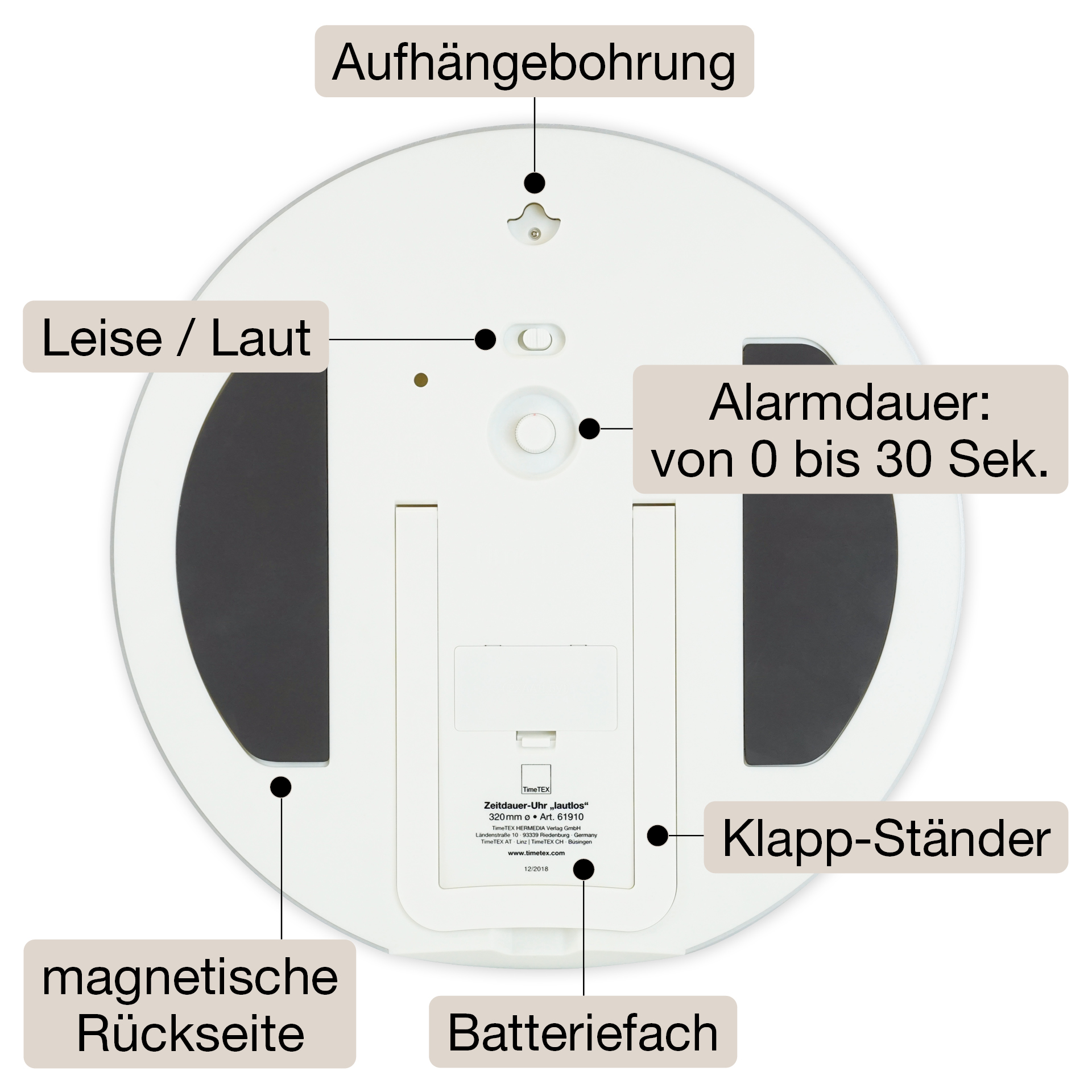 TimeTEX „Silent” Timer XL, ø 32 cm