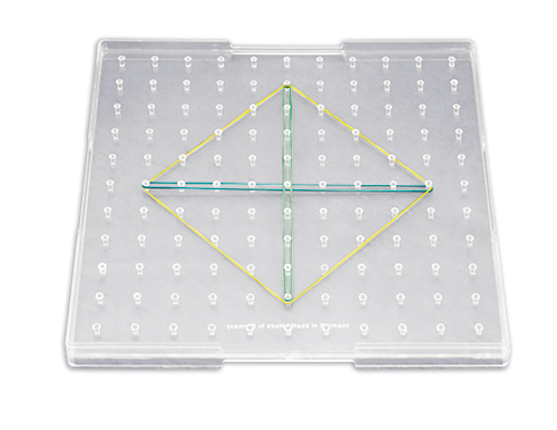 Klassesæt geometri-plade ensidet (11x11 stift), 12 stk i kasse, 23x23 cm