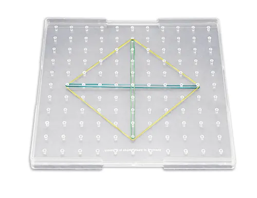 Klassensatz Geometrie-Brett einseitig (11x11 Stifte), 12 Stück in Box, 23x23 cm, transparent