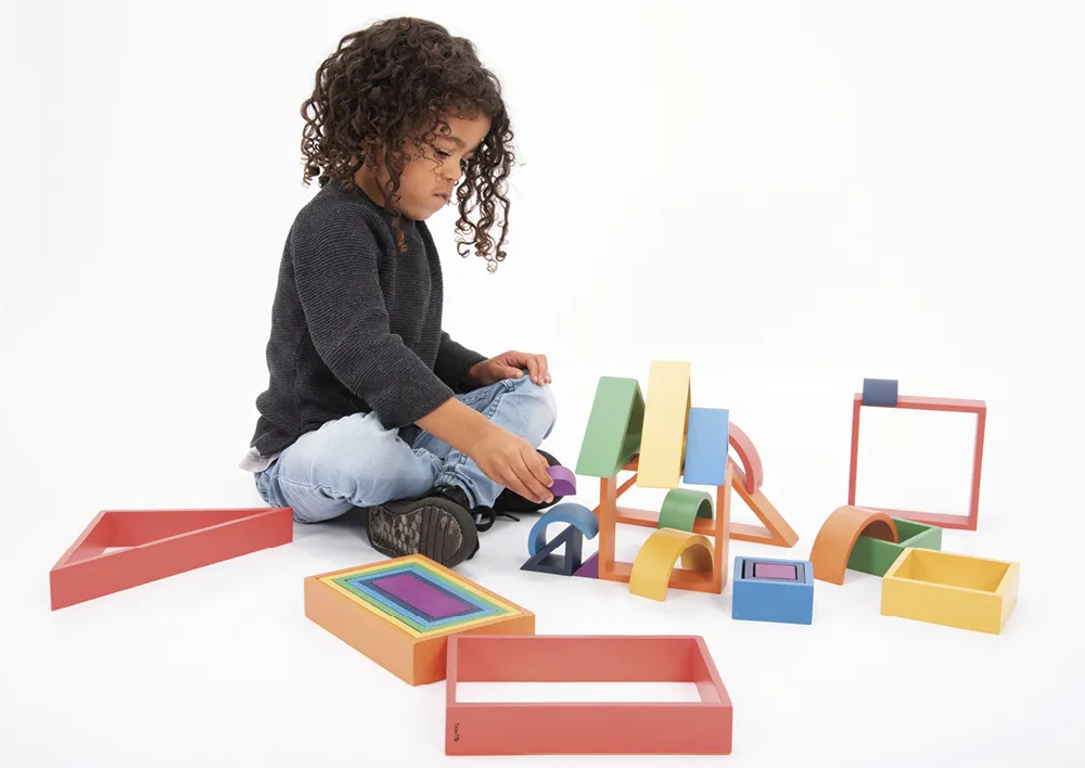 Holzbausteine "Architektur", farbig, 28-tlg.