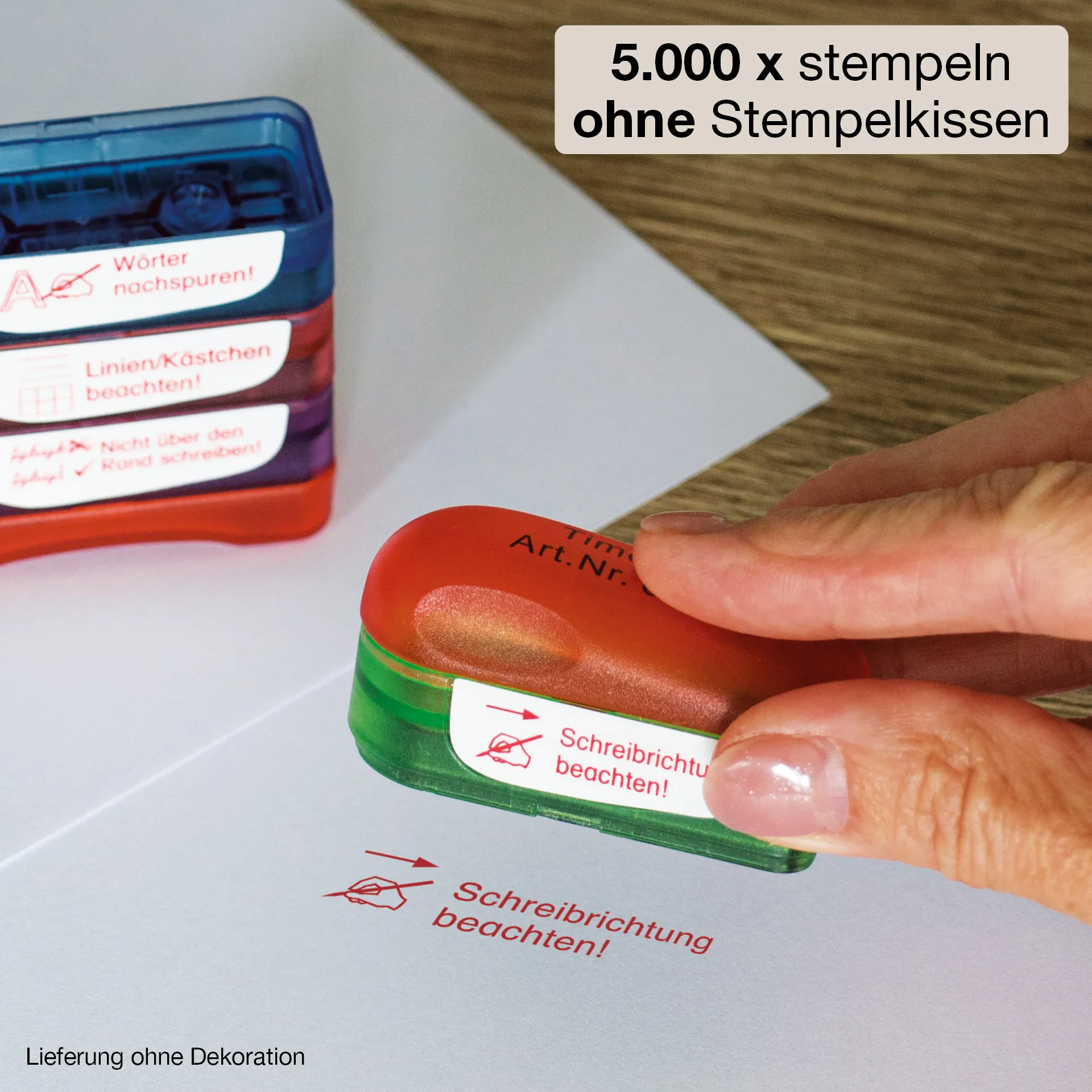 Siebdruck-Stempel "Perpetuum", 4 in 1, "Schreibrichtung beachten"