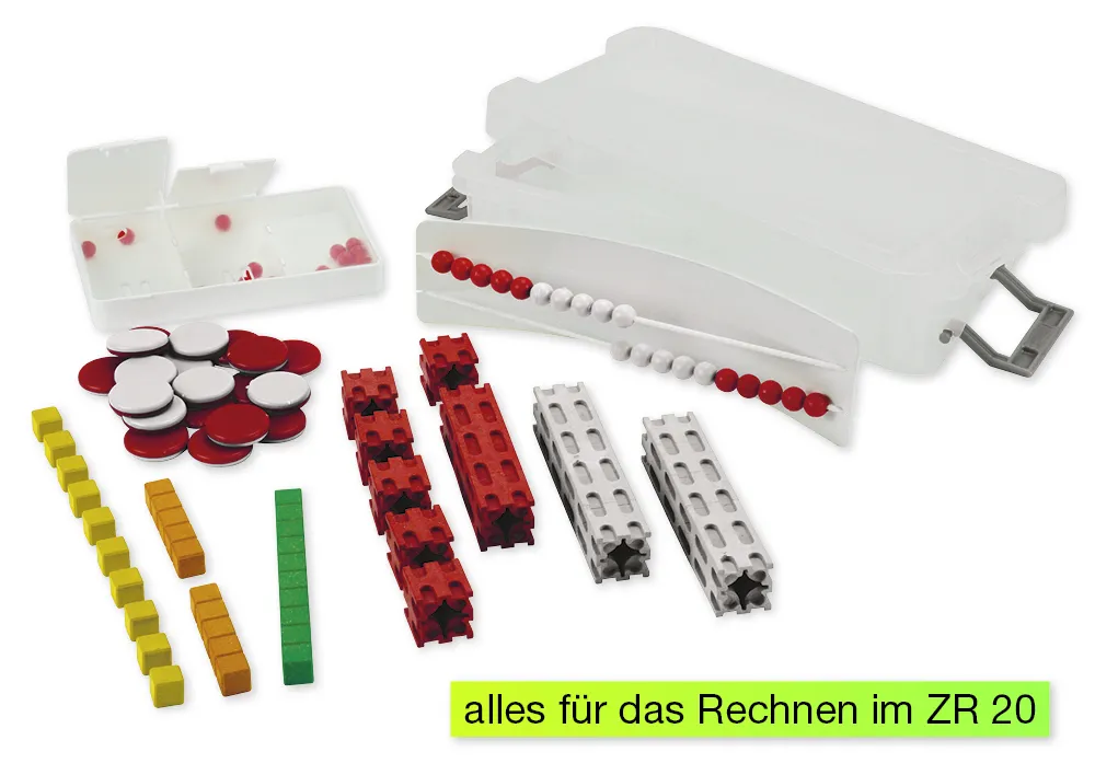 Mathe-Basis-Set Plus Zahlenraum bis 20, 58-tlg, in Box, rot/weiss