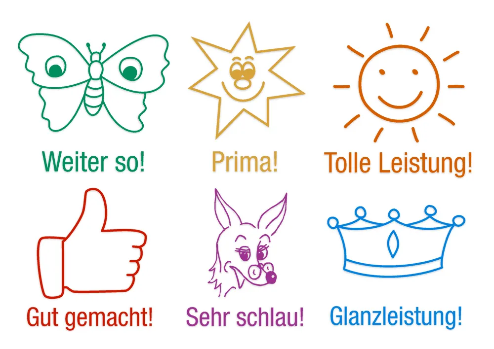 Lehrer-Stempel aus Holz "Ansporn", 6-tlg.