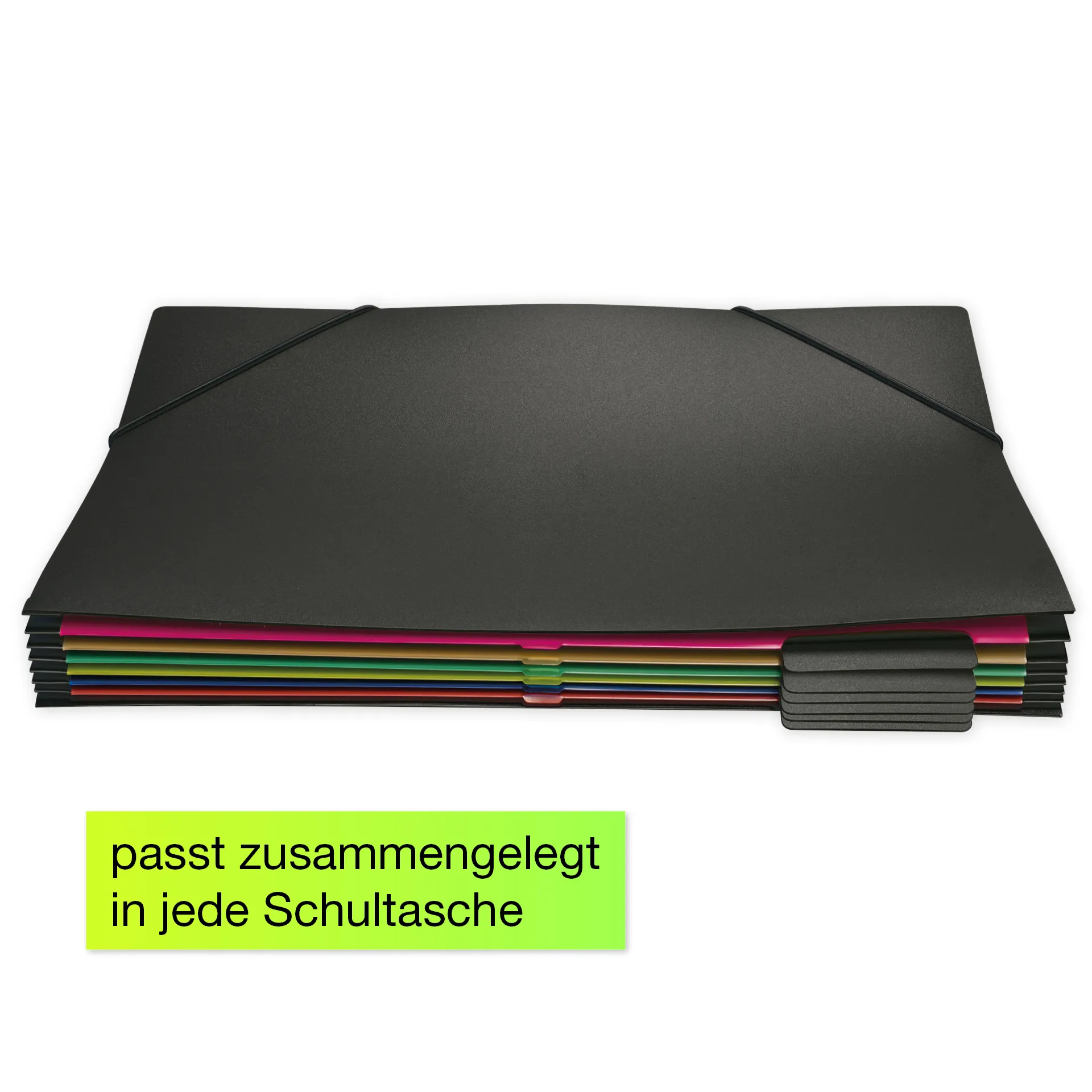 Teczka z organizerem wiszącym na format A4, 6 przegródek, kolor czarny