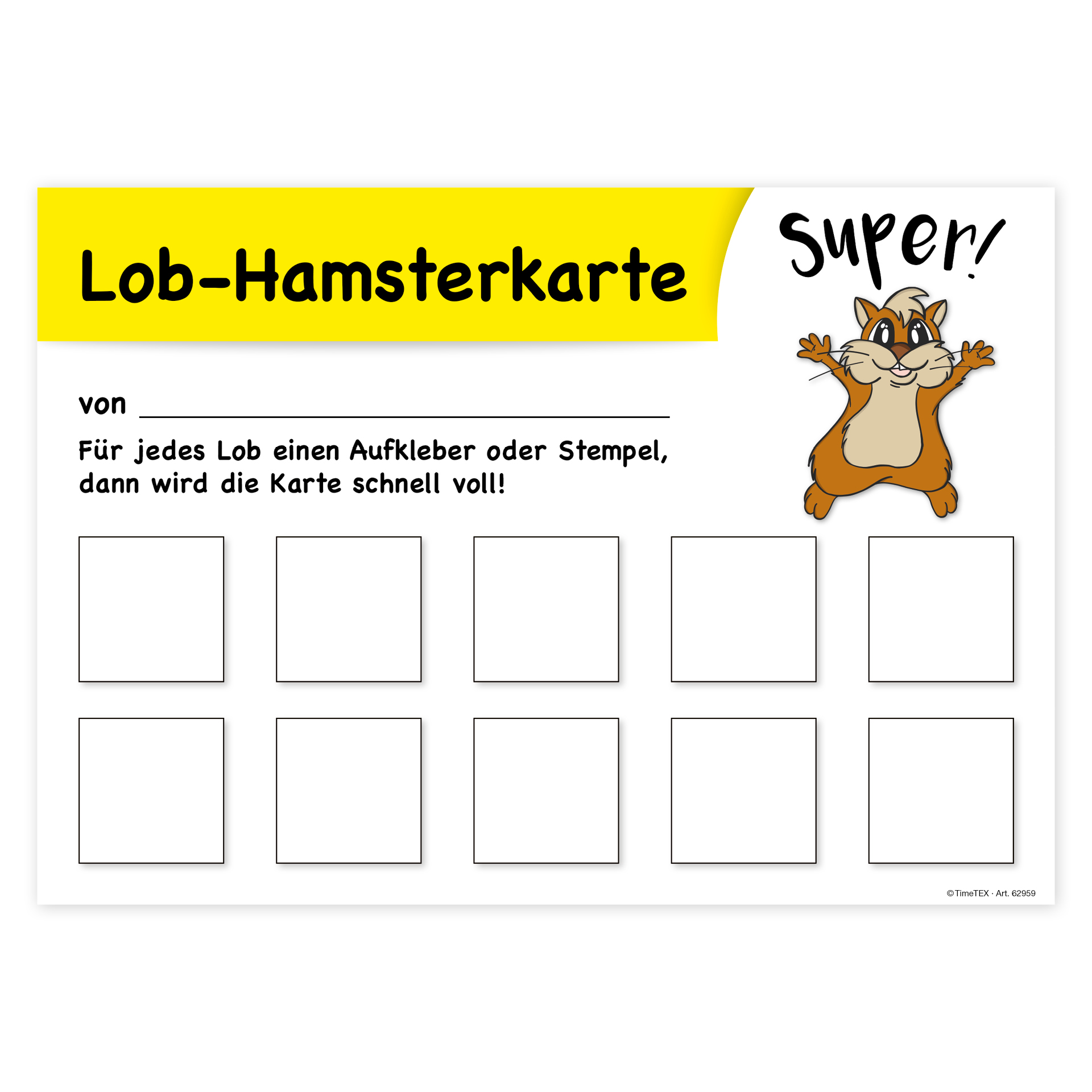 Lob-Hamsterkarte mit 10 Feldern, 25 Stück Lob-Hamsterkarte mit 10 Feldern, 25 Stück