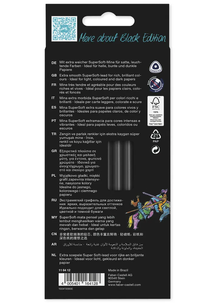 Faber-Castell Black Edition Buntstifte, 12 Stück