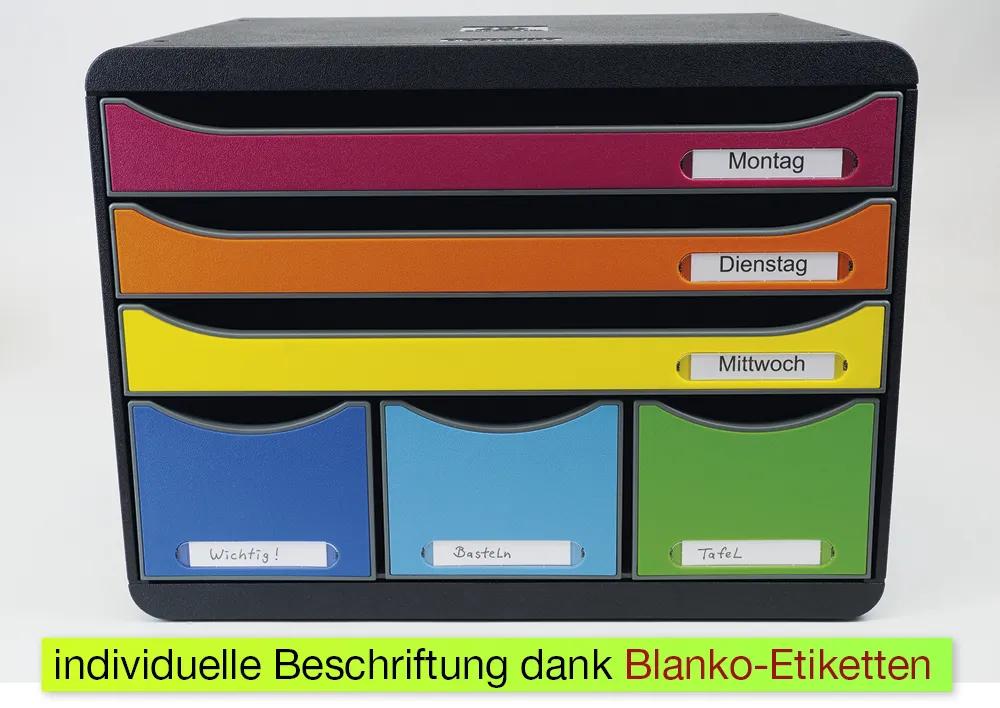 Schubladen-Box A4 "Regenbogen", Kunststoff mit 6 Schüben