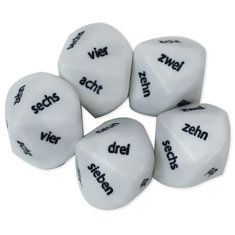 TimeTEX tärningssats antal ord "ett - tio", tiosidigt, 5 stycken, 22 mm