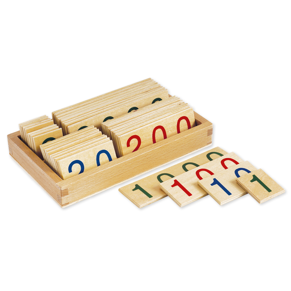 TimeTEX Hölzerne Zahlenkarten 1-9.000, klein, im Kasten "Montessori Premium"