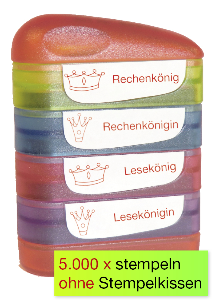 Tryckdynas stämpel "Perpetuum", 4 i 1, "Räkna/Reading Kung /i"