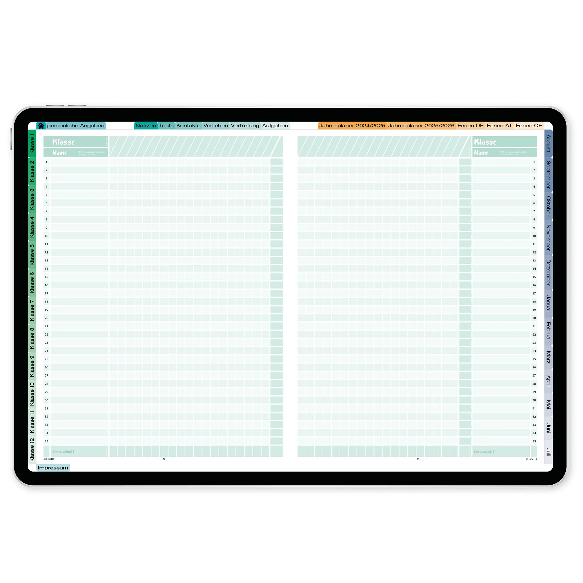 TimeTEX Digitaler Design-Schulplaner DigiPlan 2026/2027, mint