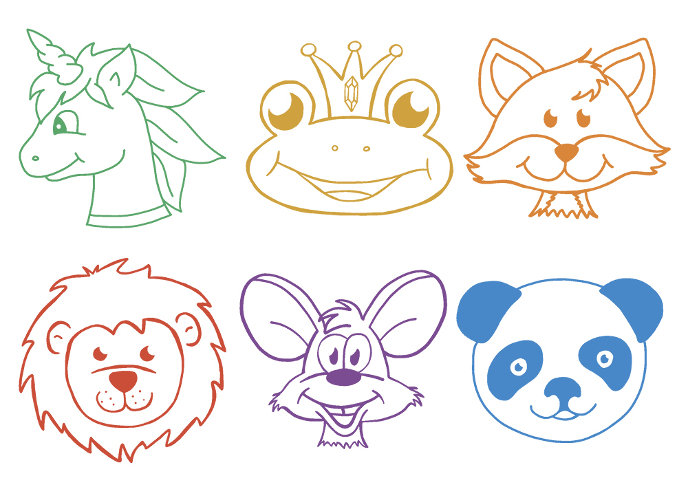 Lärarstämplar i trä "Djur", 6 st. 