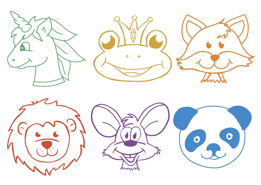 Lärarstämplar i trä "Djur", 6 st. 