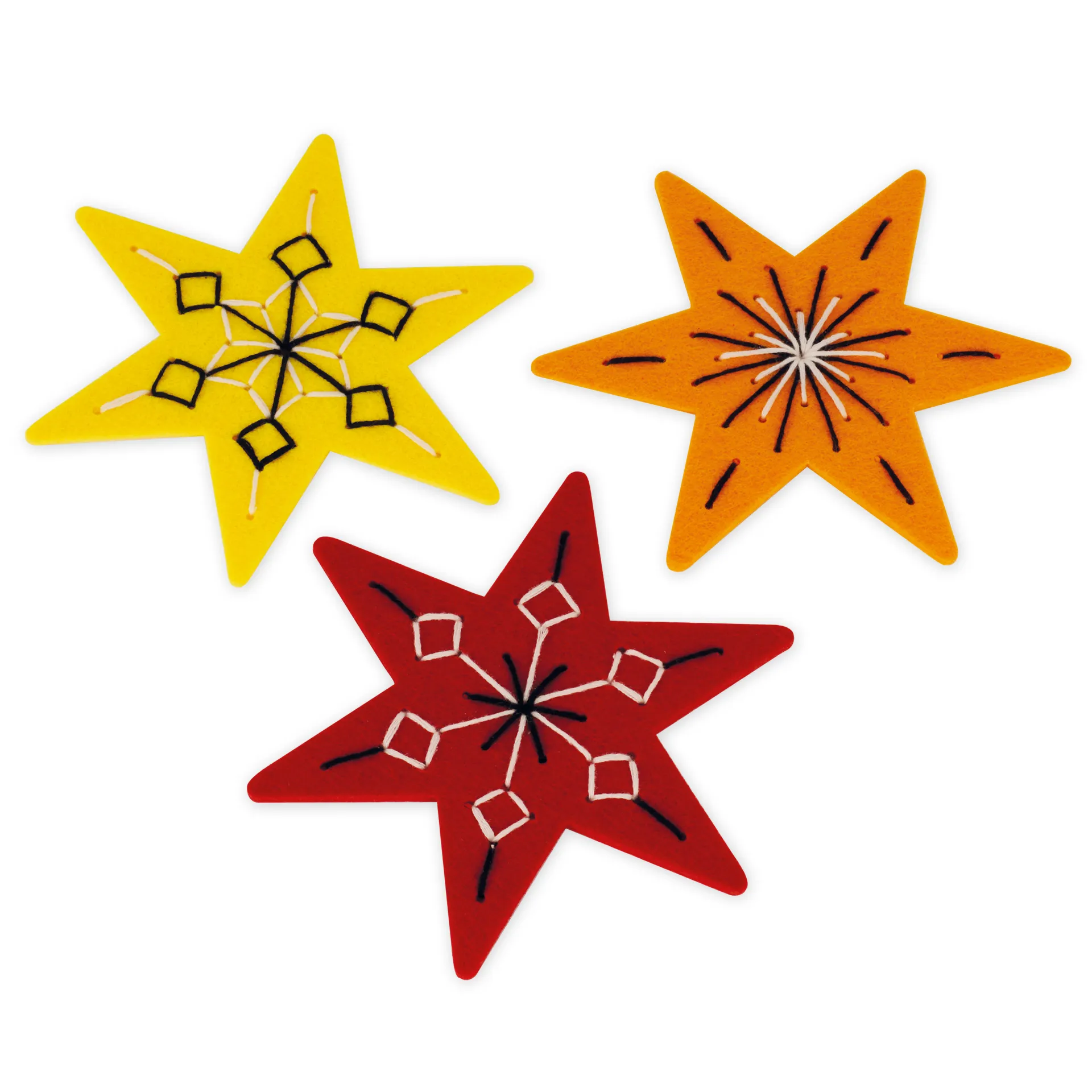 Sticksterne aus Filz, 6 Stück