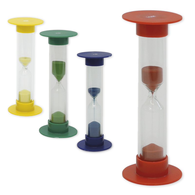 Reloj de Arena 5 Piezas, 10 cm Alto, 2,5 cm ø (1 Unidad de Tiempo)