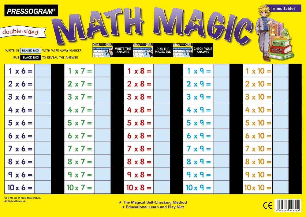 TimeTEX Zaubertafel "Mathematik" Englisch Kleines 1 x 1